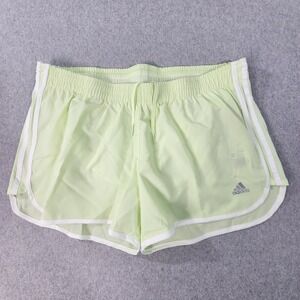 adidas 3-Stripes Lined Running M20 Shorts Womens XL Almost Lime/White Primegreen